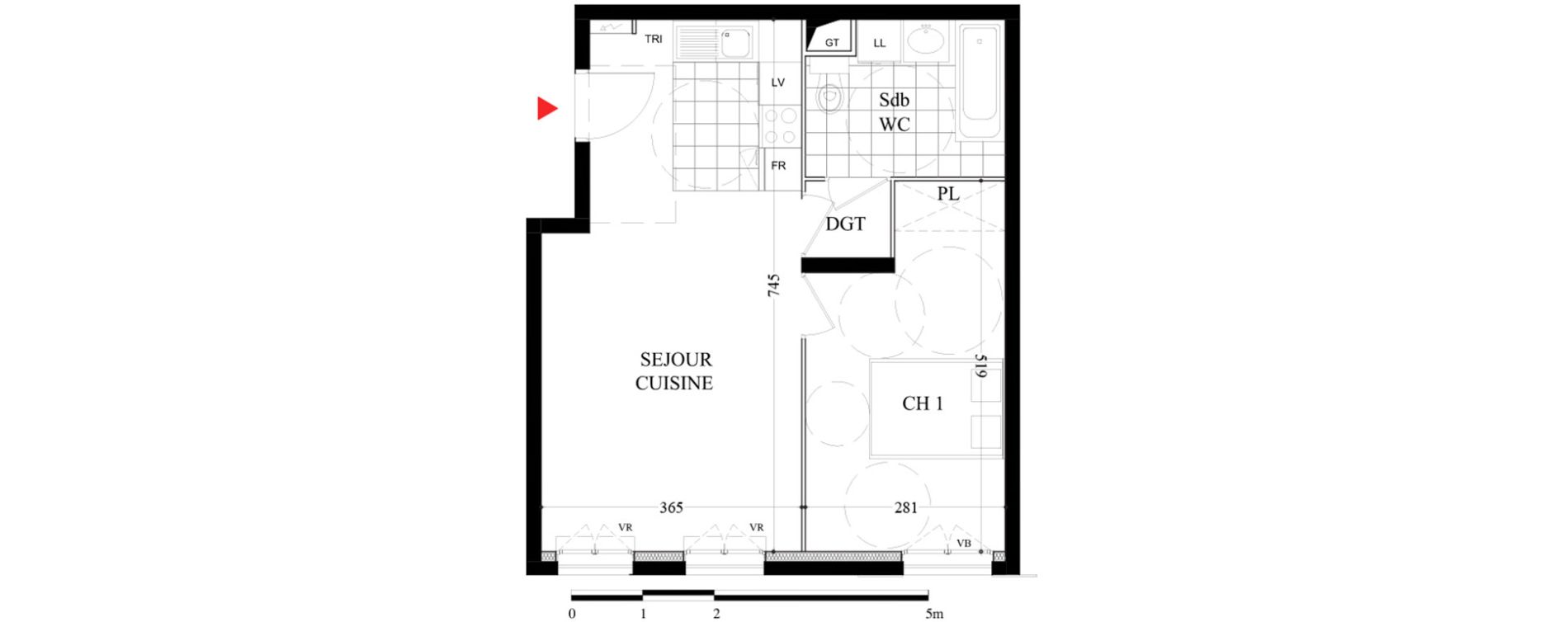 Appartement T2 de 45,02 m2 &agrave; Villiers-Sur-Marne Les boutareines