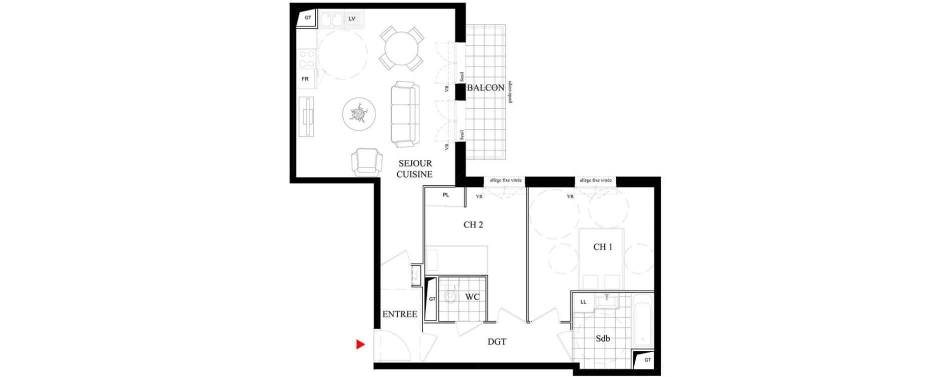 Appartement T3 de 66,66 m2 &agrave; Villiers-Sur-Marne Les boutareines