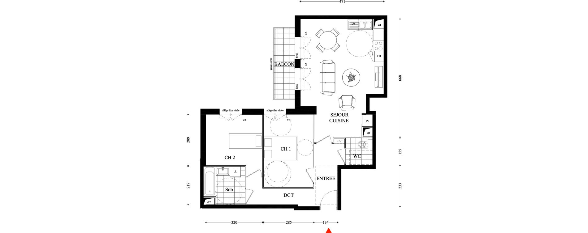 Appartement T3 de 65,68 m2 &agrave; Villiers-Sur-Marne Les boutareines