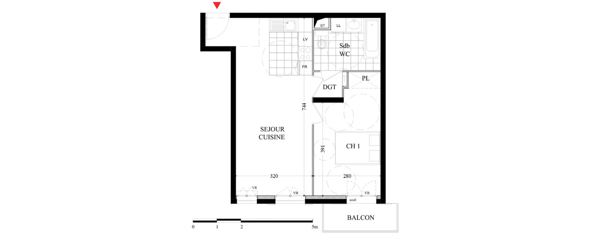 Appartement T2 de 45,22 m2 &agrave; Villiers-Sur-Marne Les boutareines
