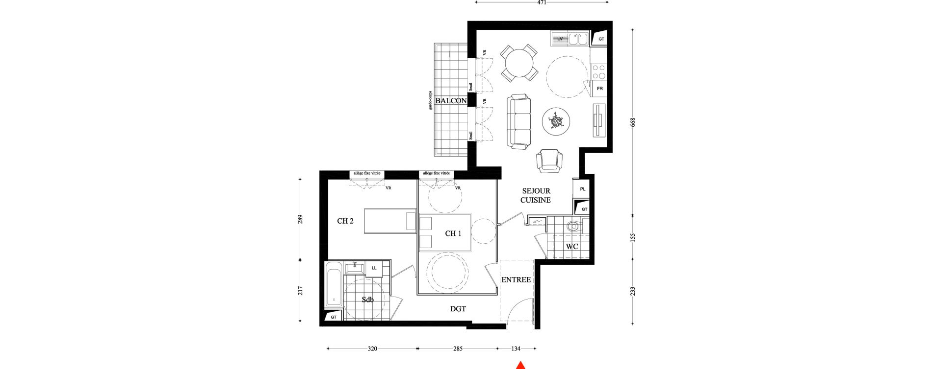 Appartement T3 de 65,67 m2 &agrave; Villiers-Sur-Marne Les boutareines