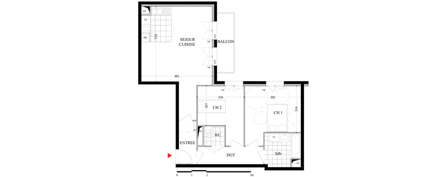 Appartement T3 de 66,81 m2 &agrave; Villiers-Sur-Marne Les boutareines