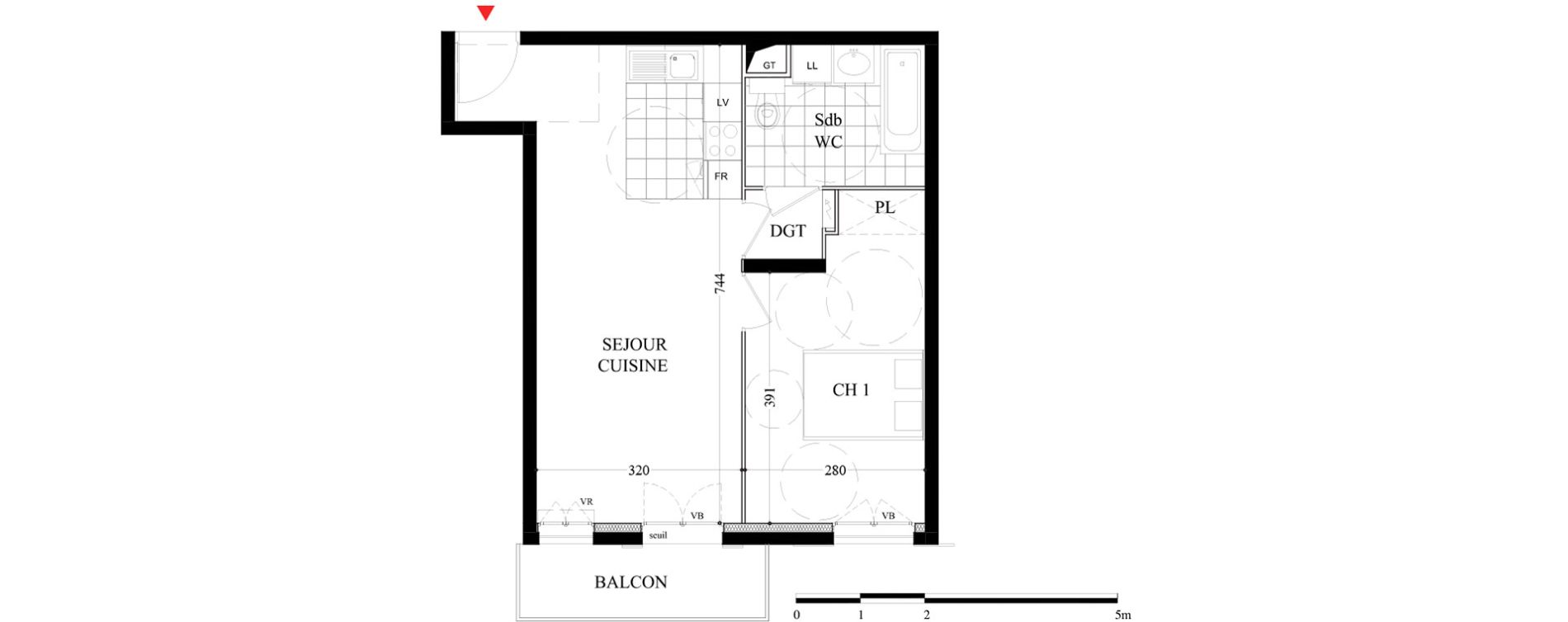 Appartement T2 de 45,22 m2 &agrave; Villiers-Sur-Marne Les boutareines
