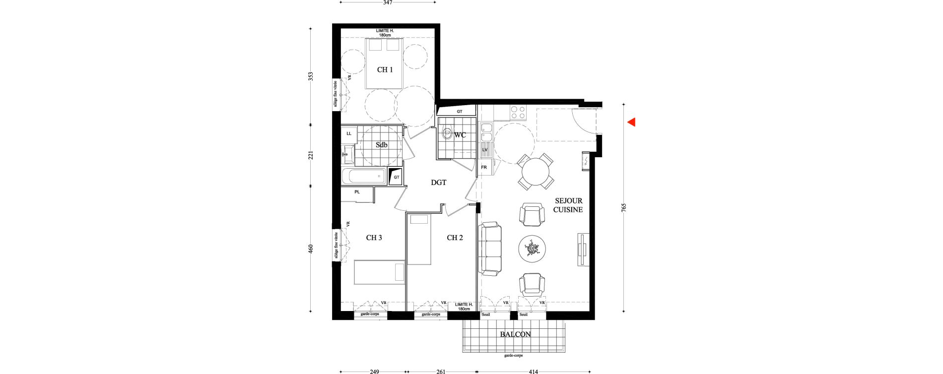 Appartement T4 de 75,06 m2 &agrave; Villiers-Sur-Marne Les boutareines