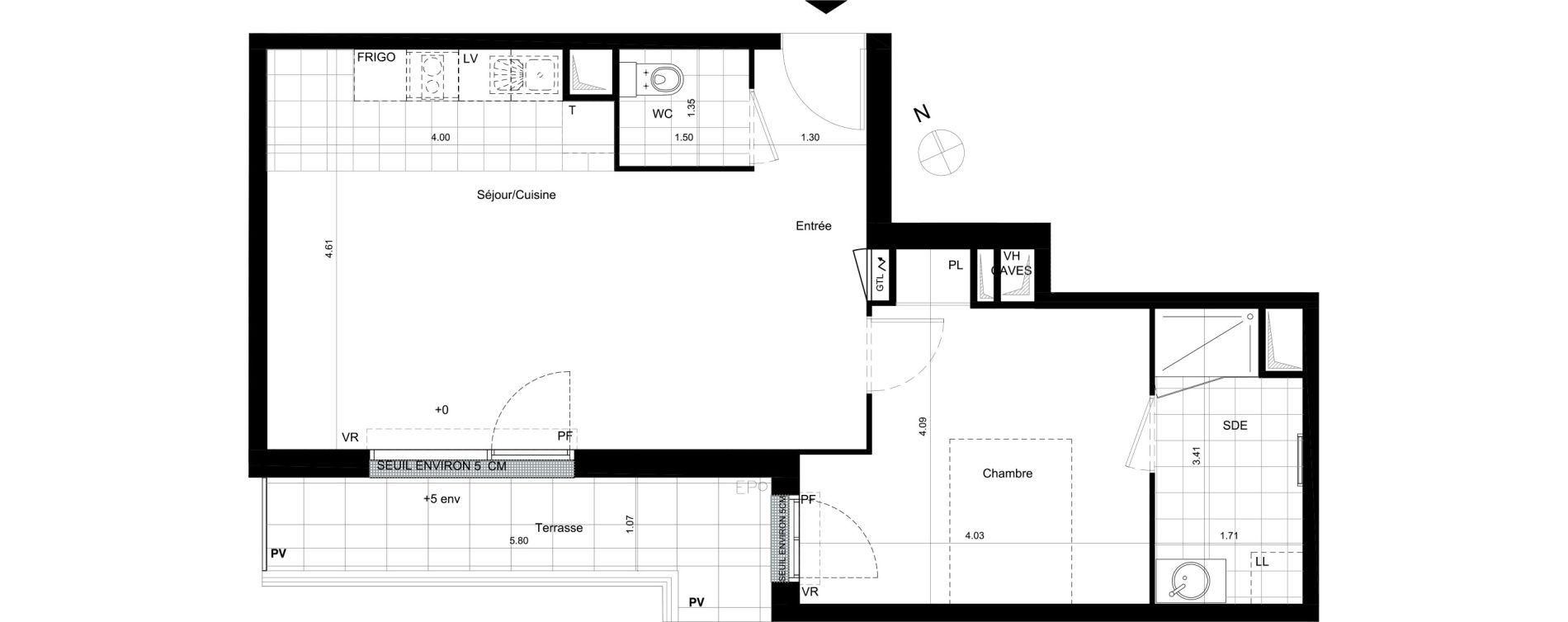 Appartement T2 de 49,60 m2 &agrave; Villiers-Sur-Marne Le centre ville