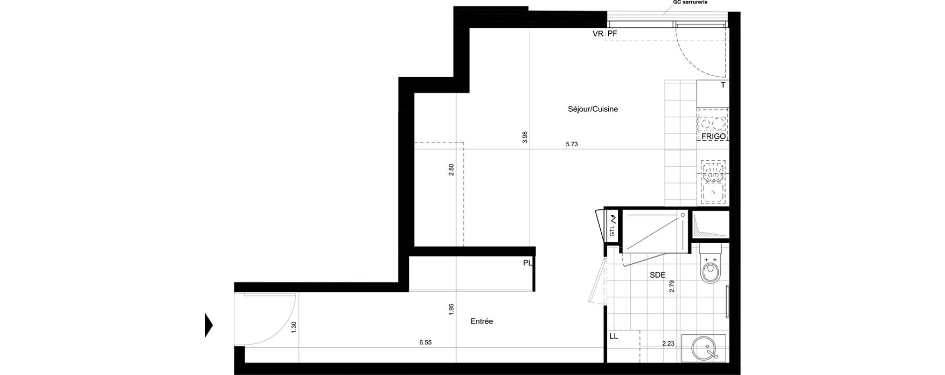 Appartement T1 de 36,50 m2 &agrave; Villiers-Sur-Marne Le centre ville