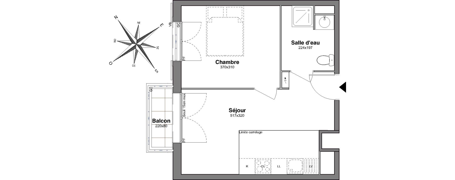 Appartement T2 de 34,69 m2 &agrave; Villiers-Sur-Marne Le centre ville