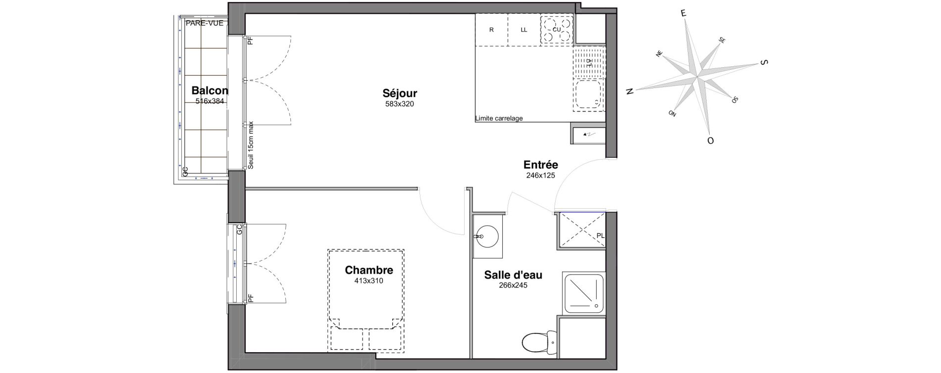 Appartement T2 de 40,13 m2 &agrave; Villiers-Sur-Marne Le centre ville