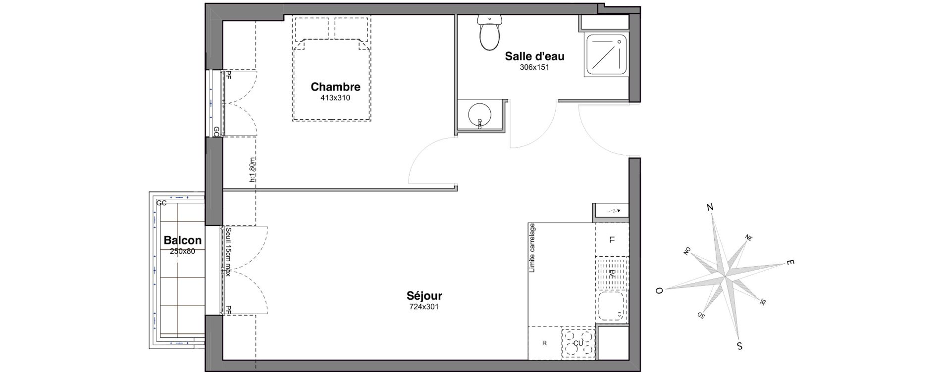 Appartement T2 de 41,25 m2 &agrave; Villiers-Sur-Marne Le centre ville
