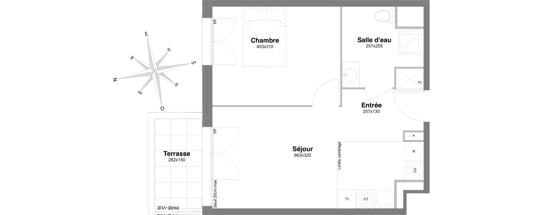 Appartement T2 de 40,17 m2 &agrave; Villiers-Sur-Marne Le centre ville