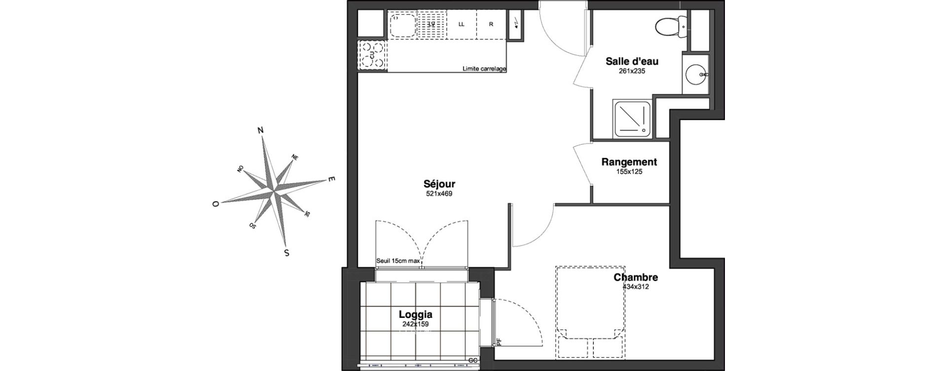Appartement T2 de 40,61 m2 &agrave; Villiers-Sur-Marne Le centre ville