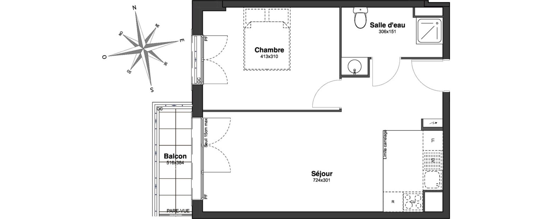 Appartement T2 de 43,27 m2 &agrave; Villiers-Sur-Marne Le centre ville