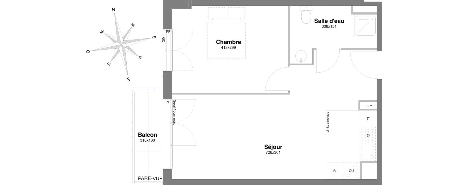 Appartement T2 de 43,42 m2 &agrave; Villiers-Sur-Marne Le centre ville