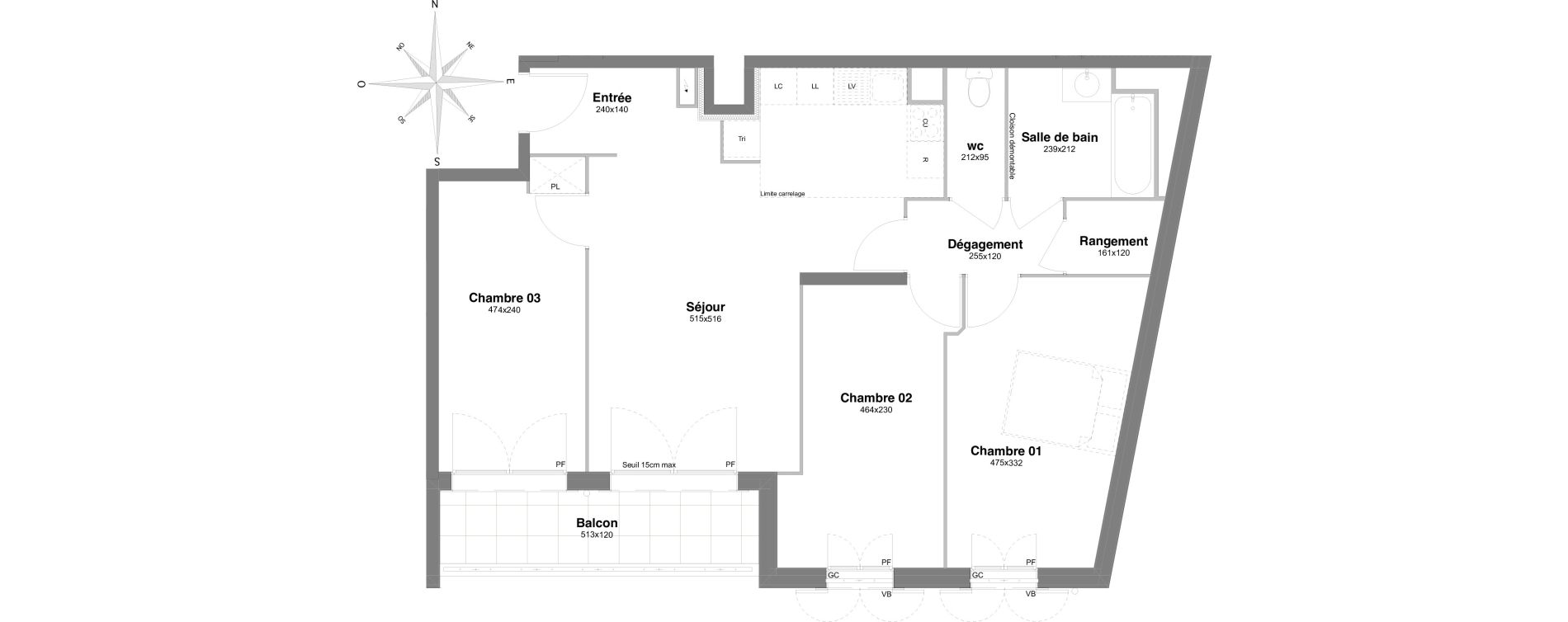Appartement T4 de 77,62 m2 &agrave; Villiers-Sur-Marne Le centre ville