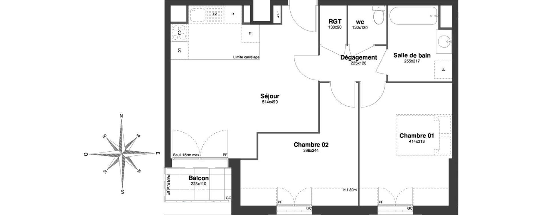 Appartement T3 de 54,84 m2 &agrave; Villiers-Sur-Marne Le centre ville