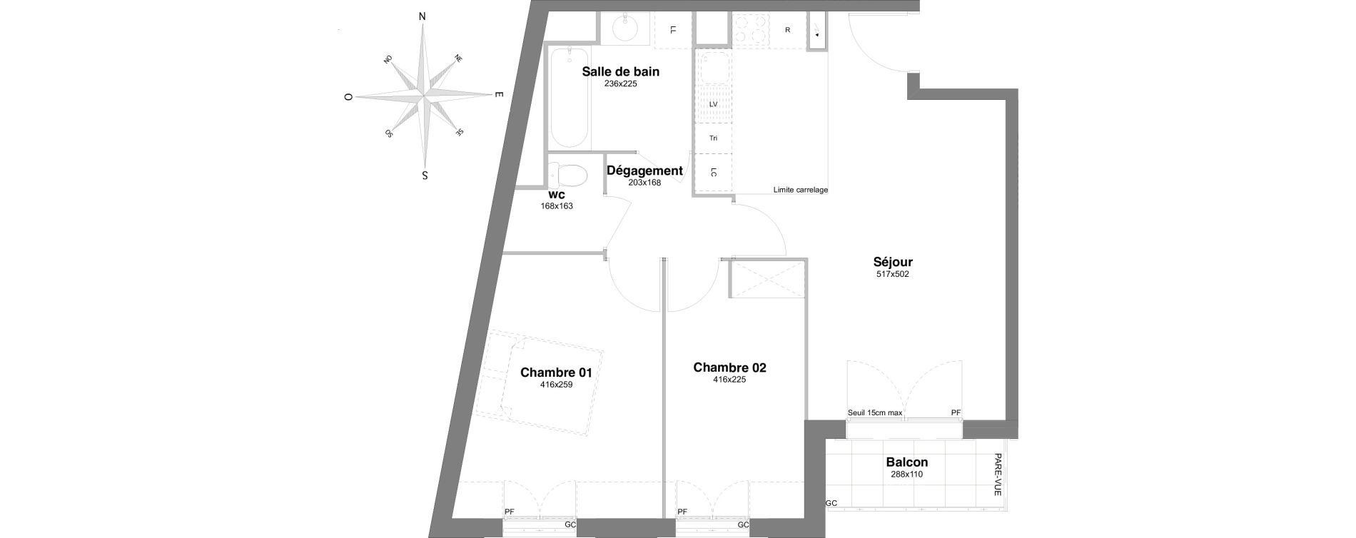 Appartement T3 de 54,83 m2 &agrave; Villiers-Sur-Marne Le centre ville