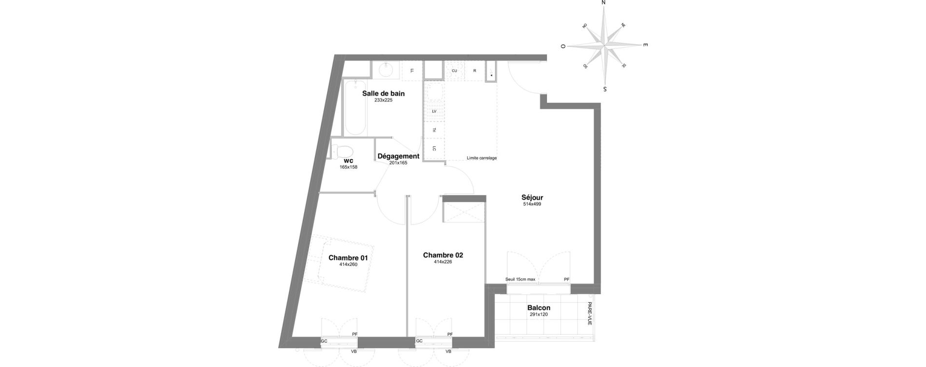 Appartement T3 de 56,59 m2 &agrave; Villiers-Sur-Marne Le centre ville