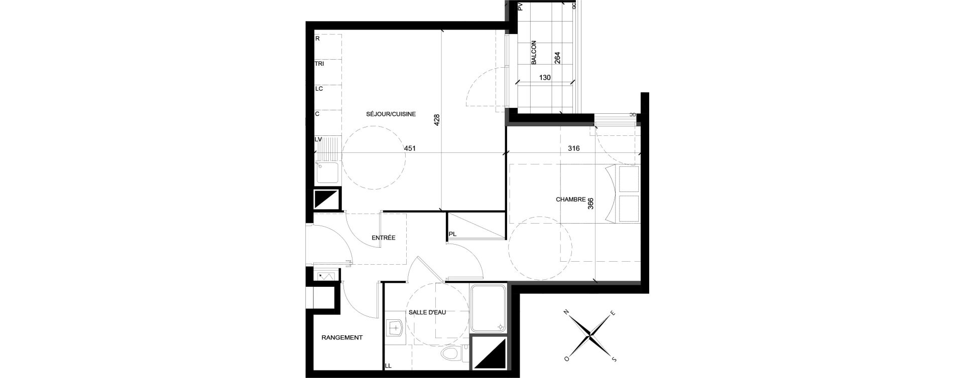 Appartement T2 de 45,67 m2 &agrave; Villiers-Sur-Marne Les ponceaux