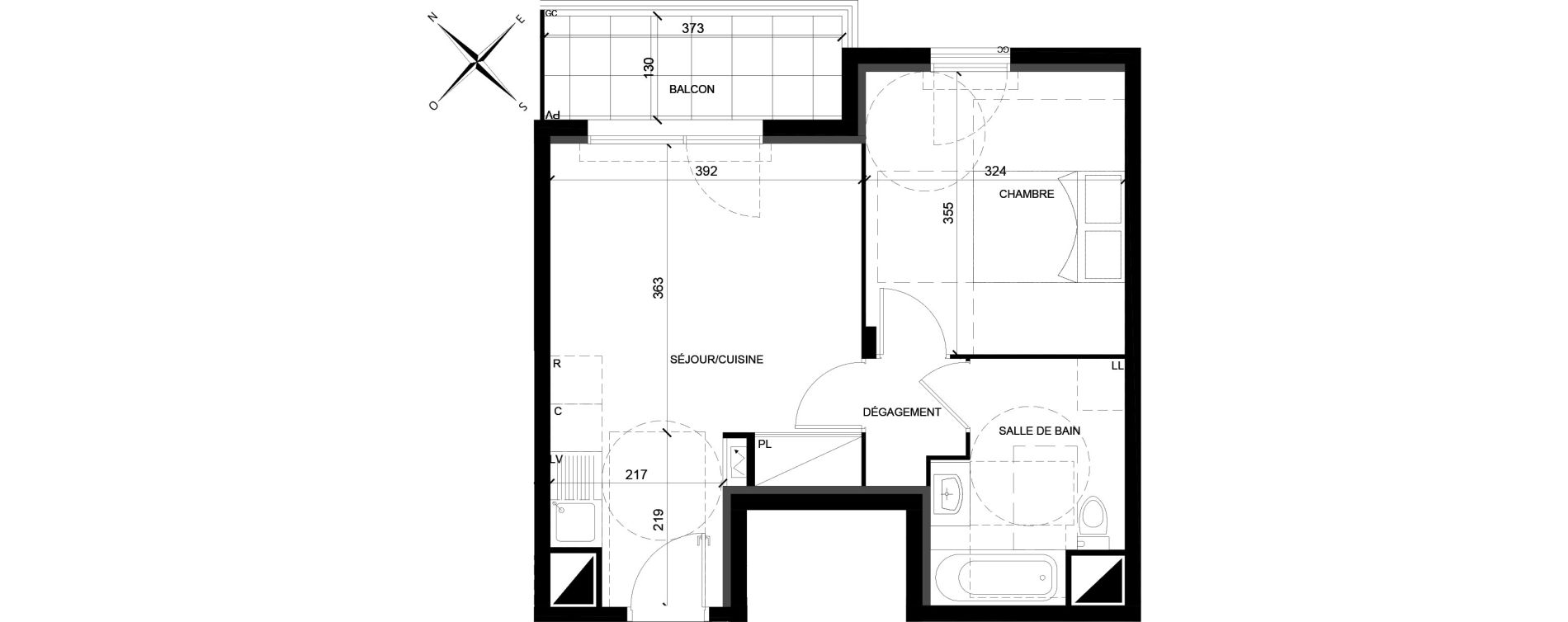 Appartement T2 de 39,06 m2 &agrave; Villiers-Sur-Marne Les ponceaux