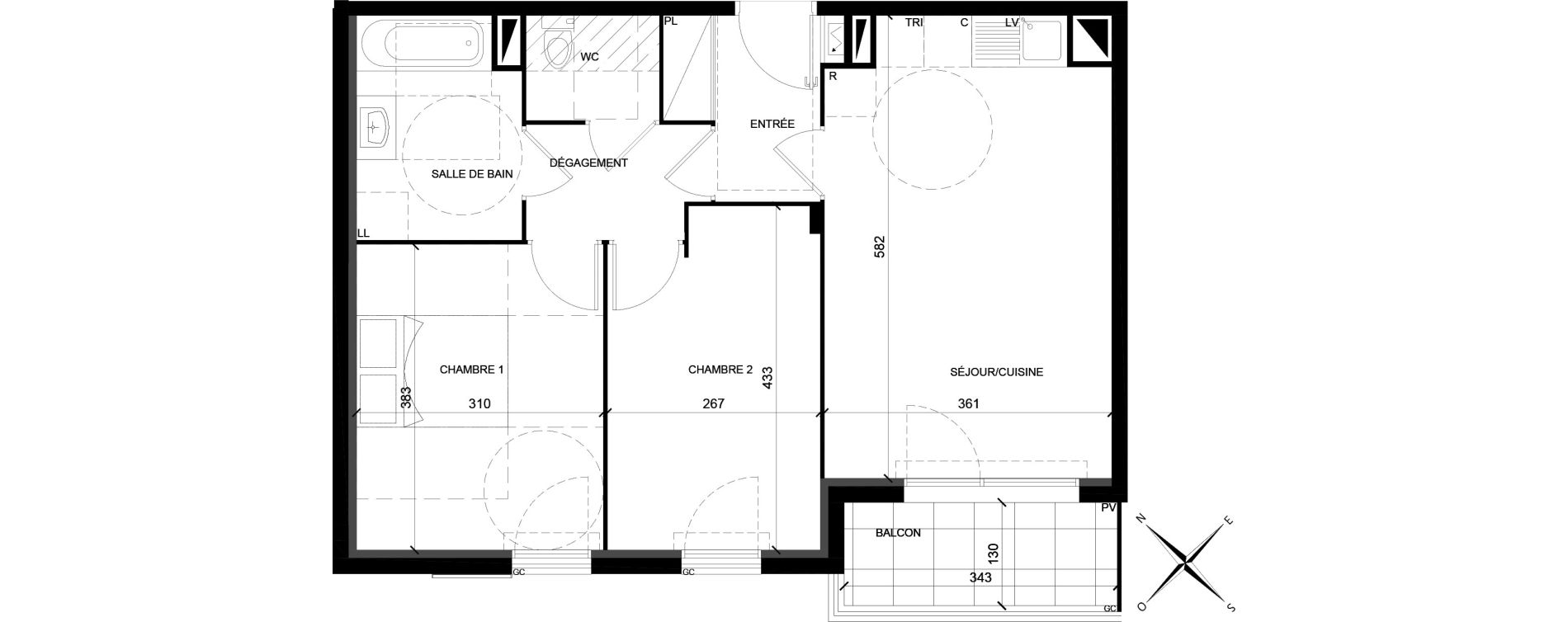 Appartement T3 de 58,02 m2 &agrave; Villiers-Sur-Marne Les ponceaux