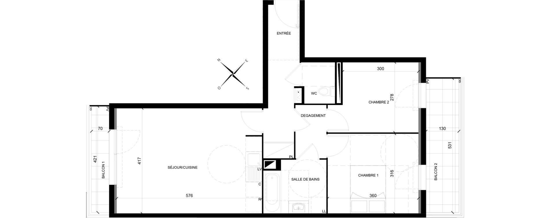 Appartement T3 de 61,16 m2 &agrave; Villiers-Sur-Marne Les ponceaux