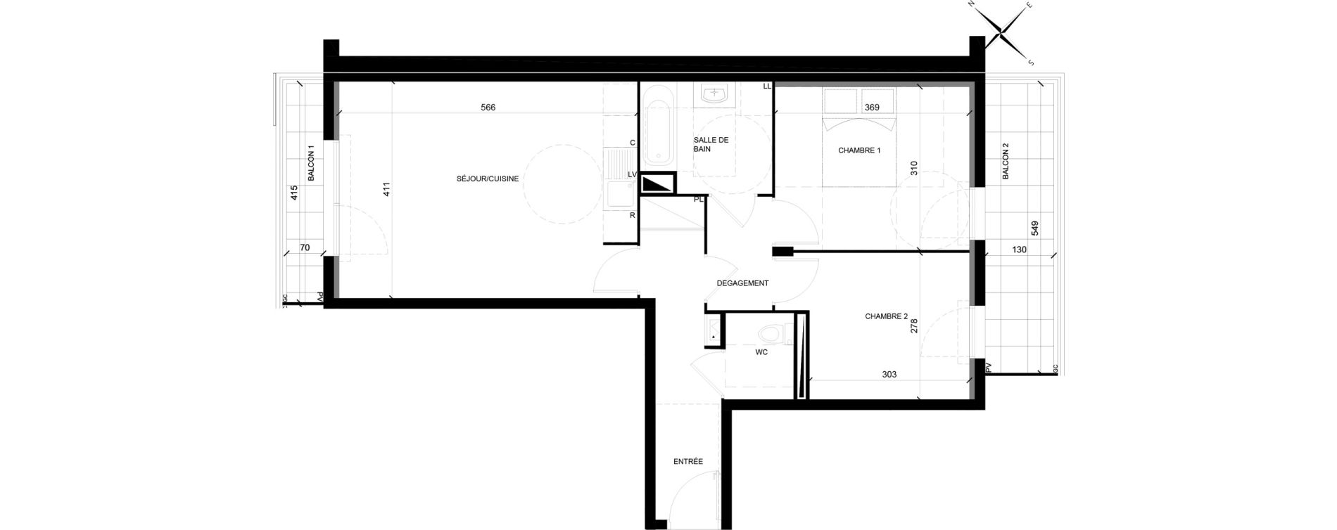 Appartement T3 de 60,53 m2 &agrave; Villiers-Sur-Marne Les ponceaux