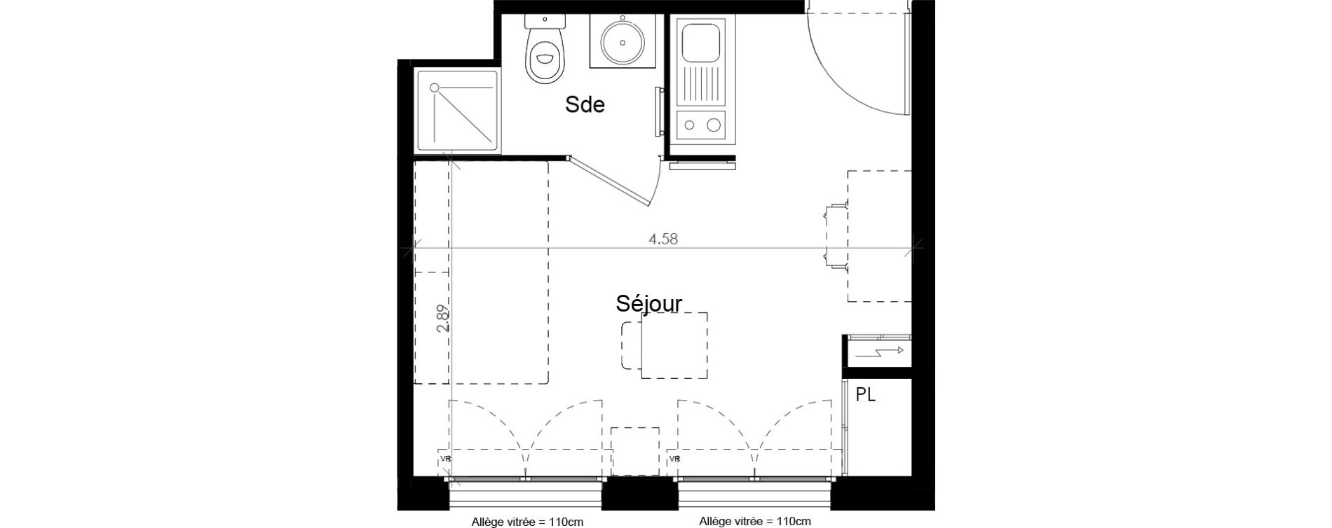 Appartement T1 meubl&eacute; de 18,71 m2 &agrave; Villiers-Sur-Marne Les perroquets