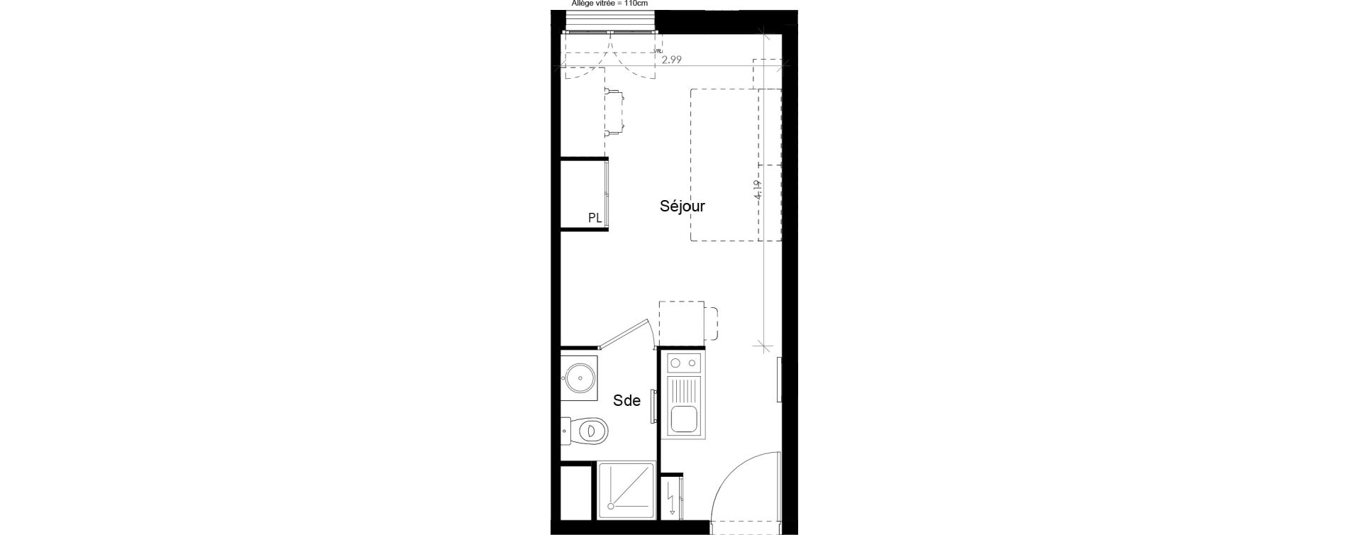 Appartement T1 meubl&eacute; de 18,89 m2 &agrave; Villiers-Sur-Marne Les perroquets