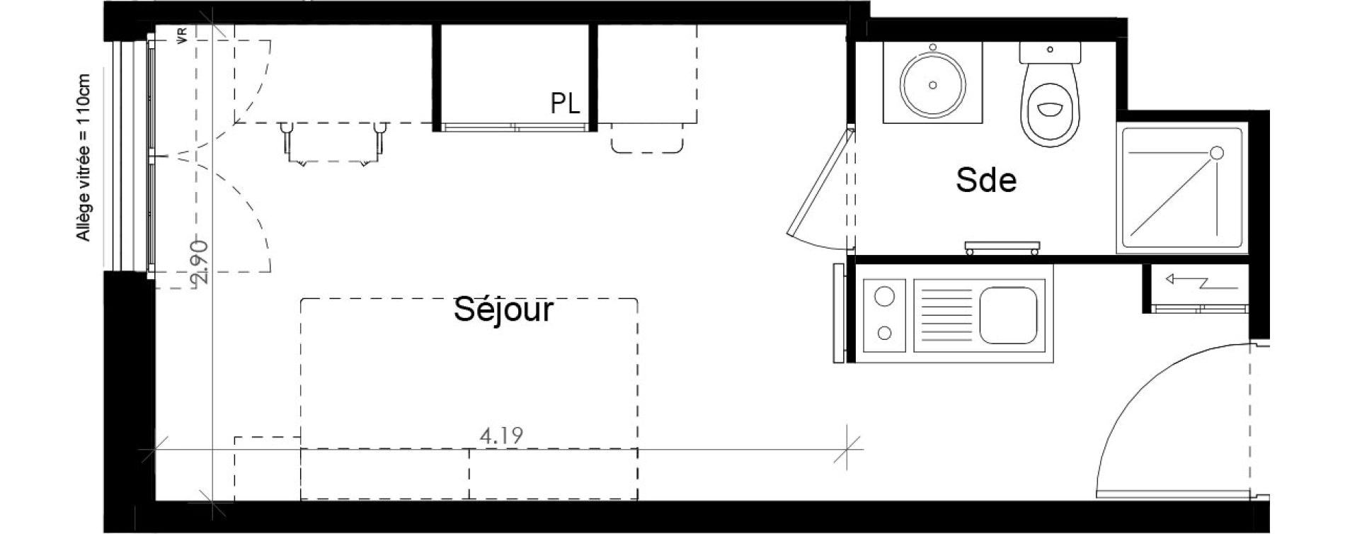 Appartement T1 meubl&eacute; de 18,29 m2 &agrave; Villiers-Sur-Marne Les perroquets