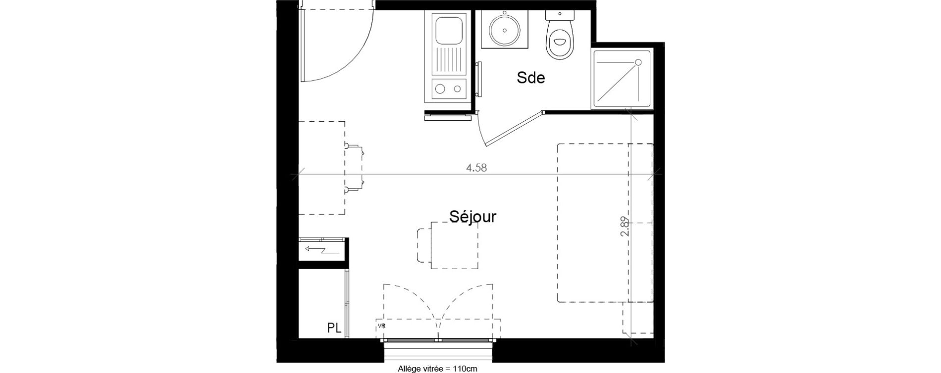 Appartement T1 meubl&eacute; de 18,71 m2 &agrave; Villiers-Sur-Marne Les perroquets