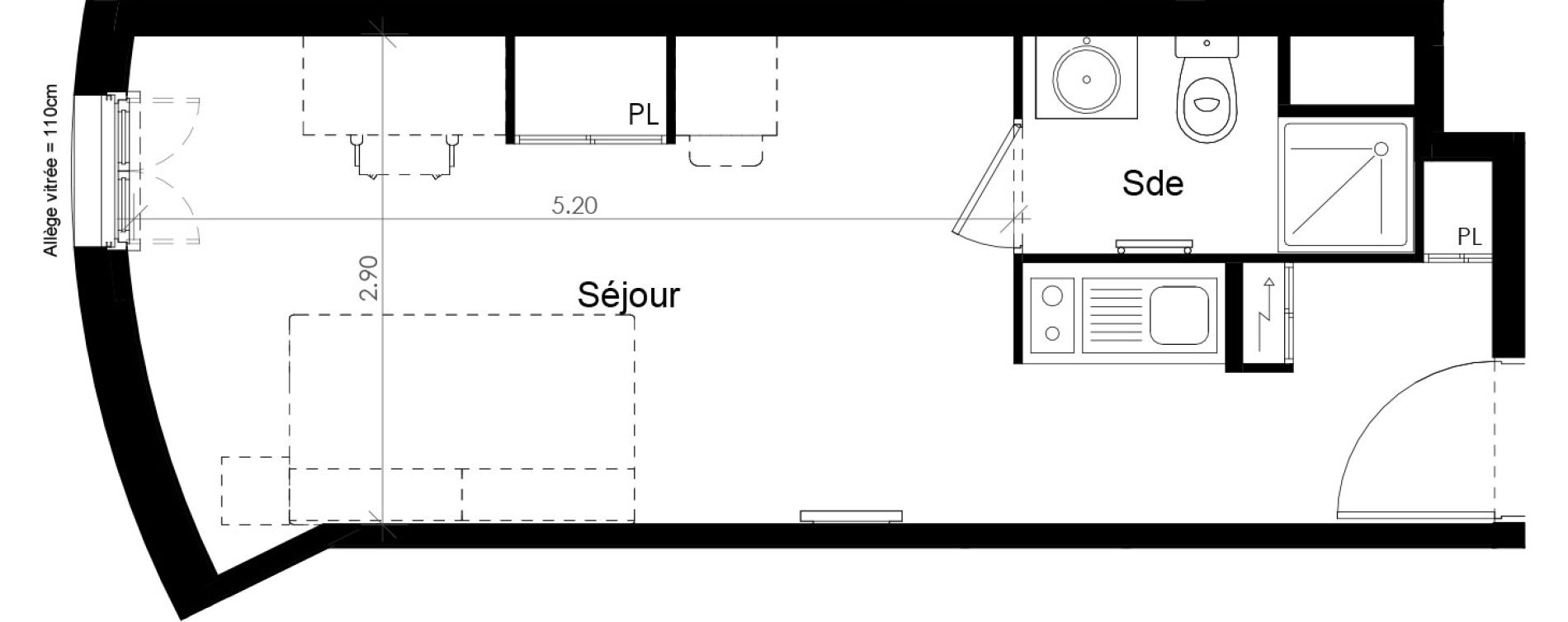 Appartement T1 meubl&eacute; de 22,16 m2 &agrave; Villiers-Sur-Marne Les perroquets