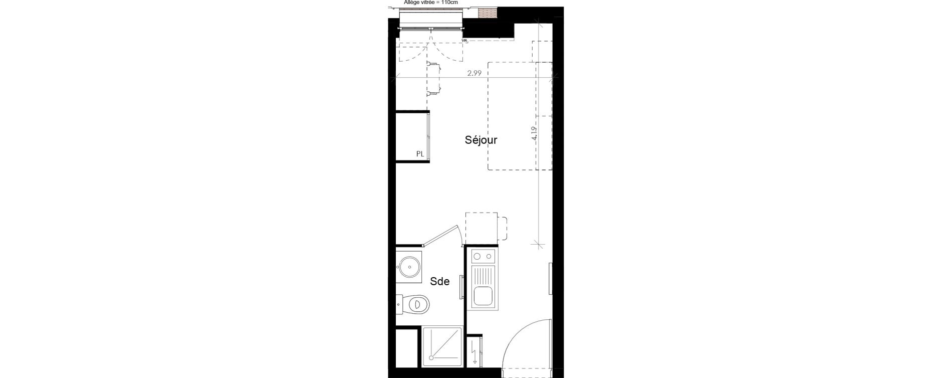 Appartement T1 meubl&eacute; de 18,57 m2 &agrave; Villiers-Sur-Marne Les perroquets