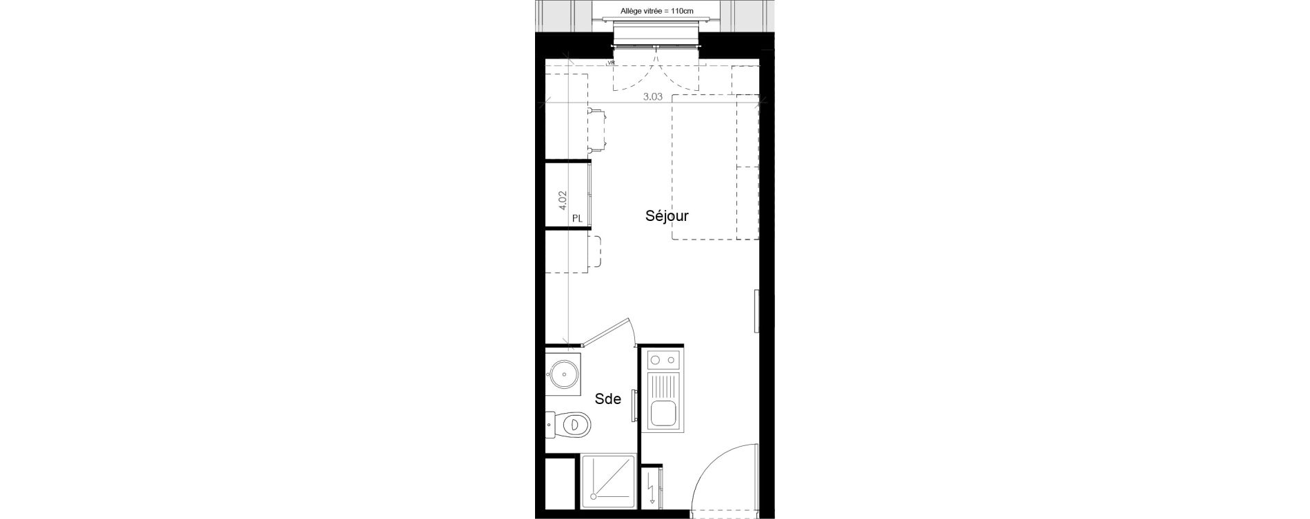 Appartement T1 meubl&eacute; de 18,65 m2 &agrave; Villiers-Sur-Marne Les perroquets