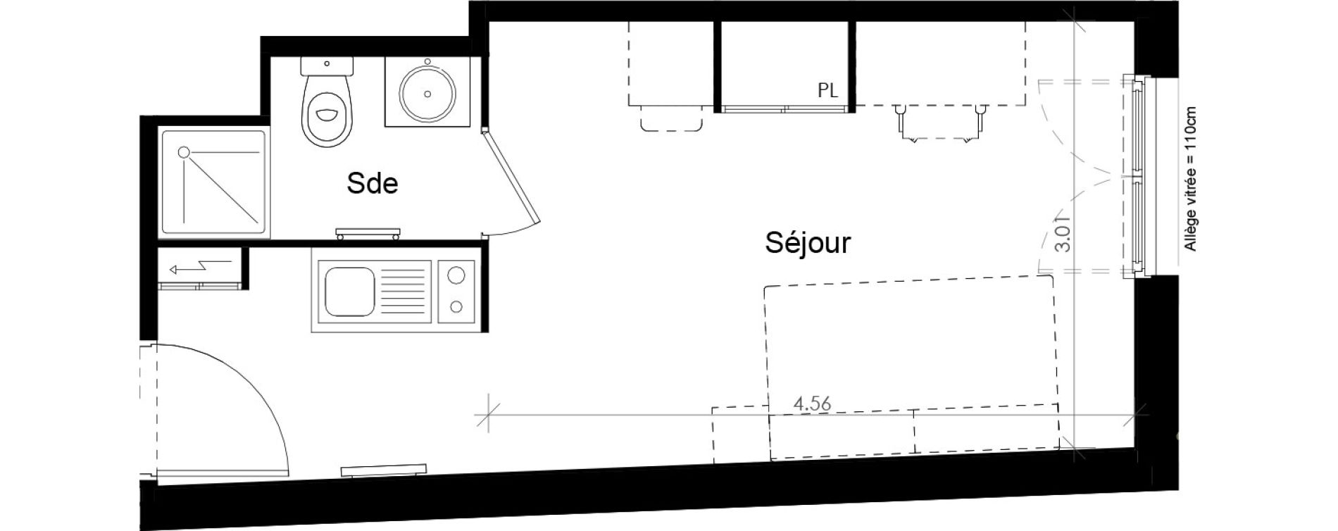 Appartement T1 meubl&eacute; de 20,46 m2 &agrave; Villiers-Sur-Marne Les perroquets