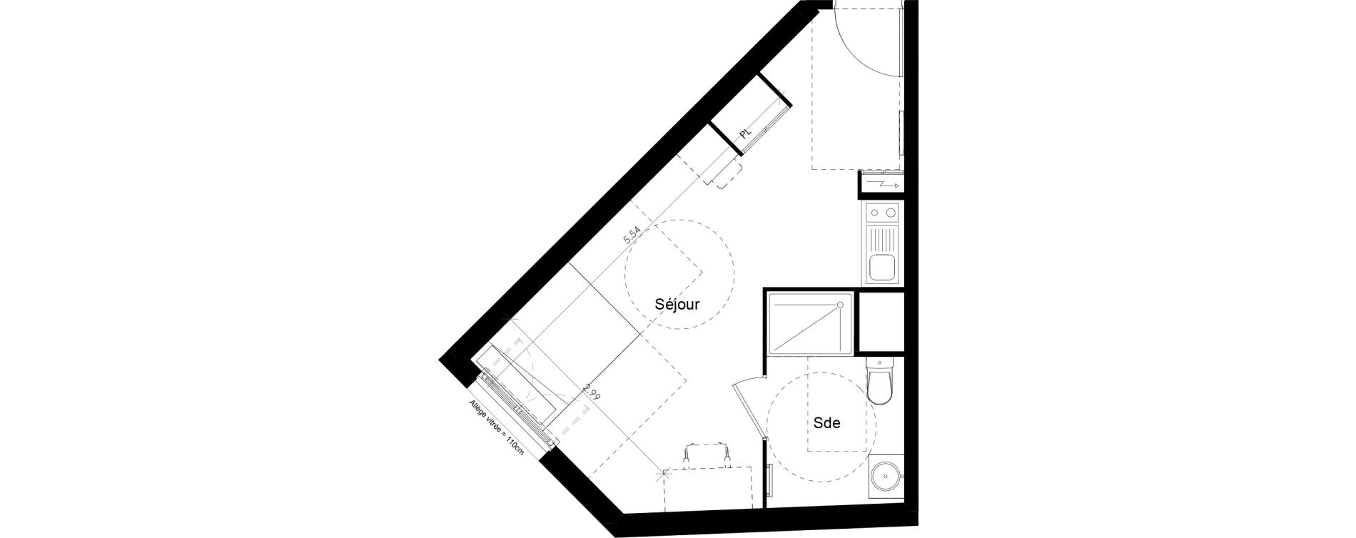 Appartement T1 meubl&eacute; de 26,13 m2 &agrave; Villiers-Sur-Marne Les perroquets