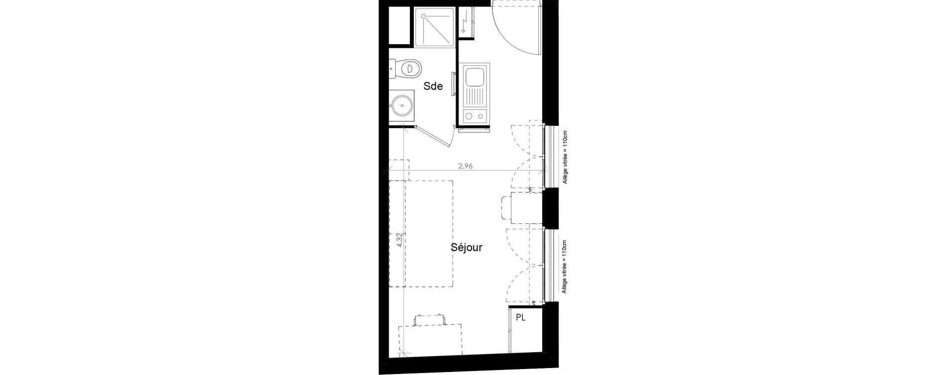 Appartement T1 meubl&eacute; de 19,19 m2 &agrave; Villiers-Sur-Marne Les perroquets