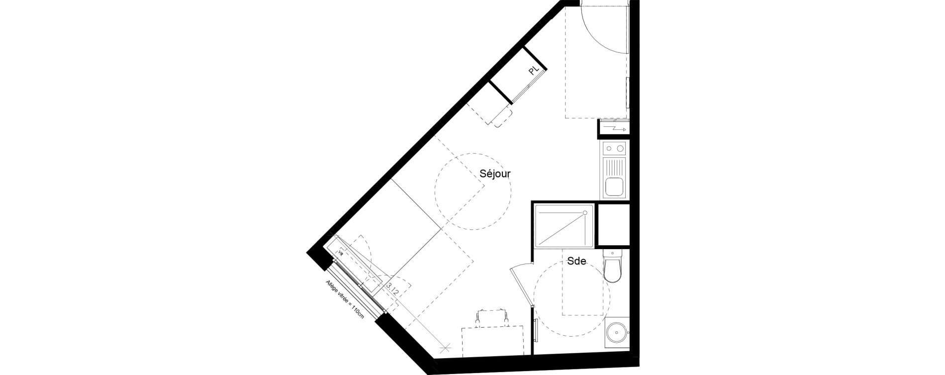 Appartement T1 meubl&eacute; de 26,94 m2 &agrave; Villiers-Sur-Marne Les perroquets