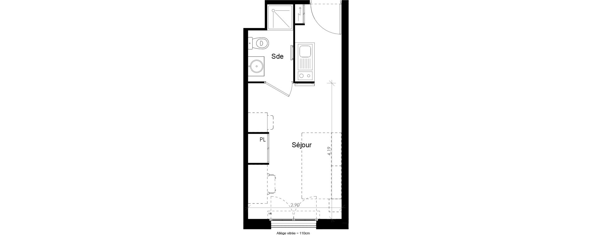 Appartement T1 meubl&eacute; de 18,45 m2 &agrave; Villiers-Sur-Marne Les perroquets