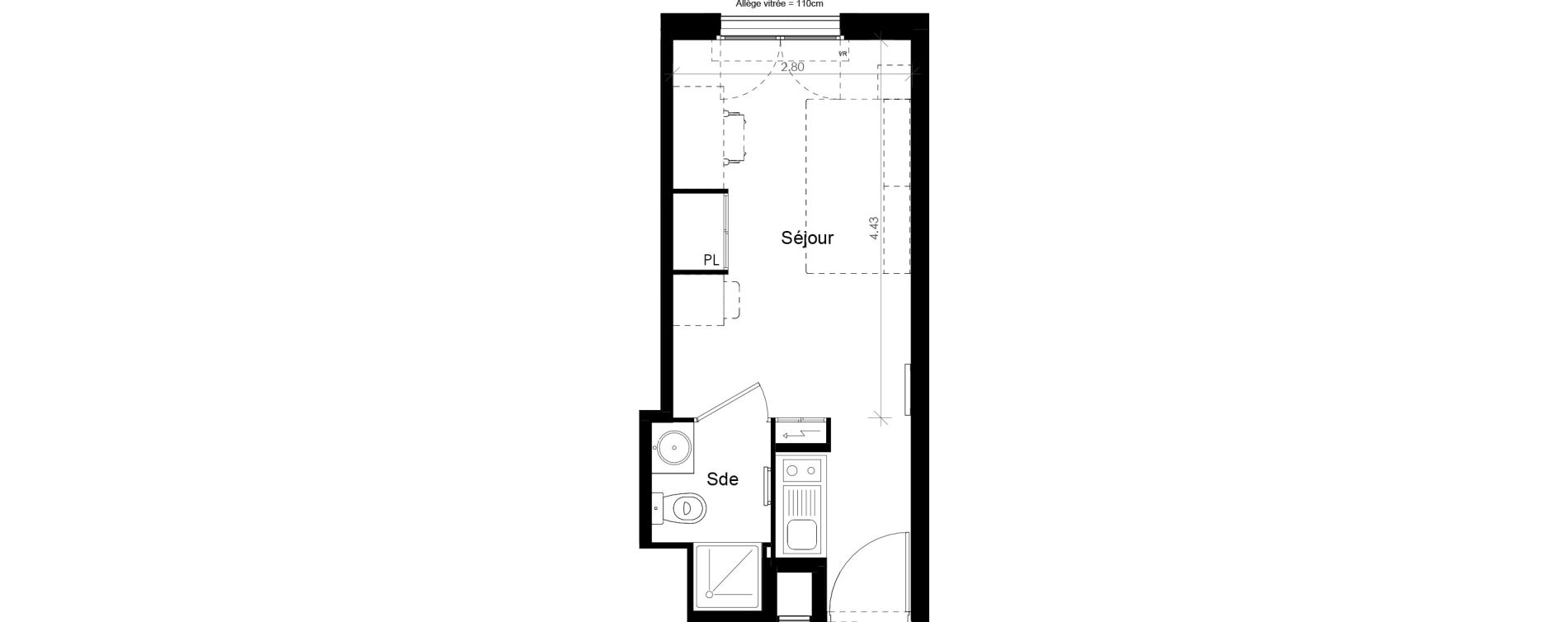 Appartement T1 meubl&eacute; de 18,14 m2 &agrave; Villiers-Sur-Marne Les perroquets