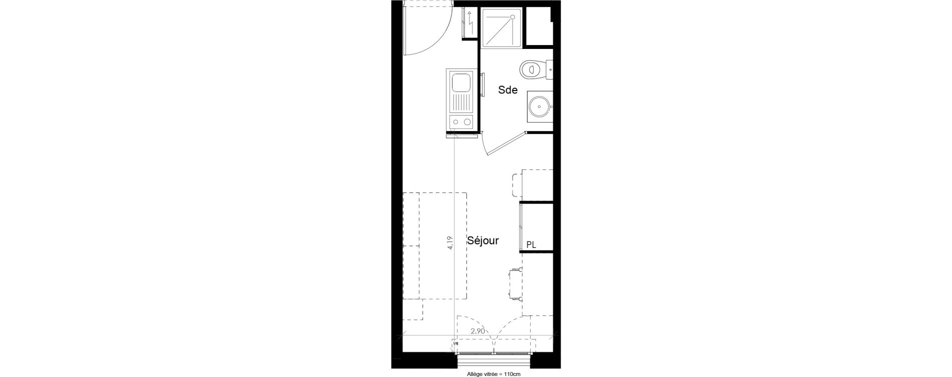 Appartement T1 meubl&eacute; de 18,45 m2 &agrave; Villiers-Sur-Marne Les perroquets