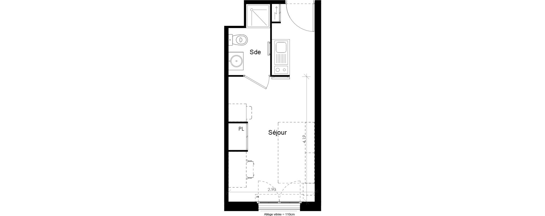 Appartement T1 meubl&eacute; de 18,45 m2 &agrave; Villiers-Sur-Marne Les perroquets