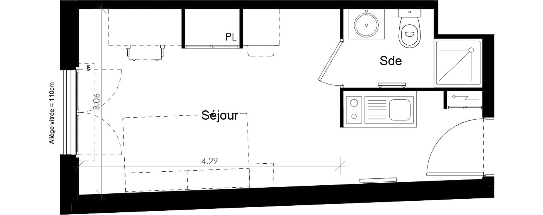 Appartement T1 meubl&eacute; de 18,79 m2 &agrave; Villiers-Sur-Marne Les perroquets