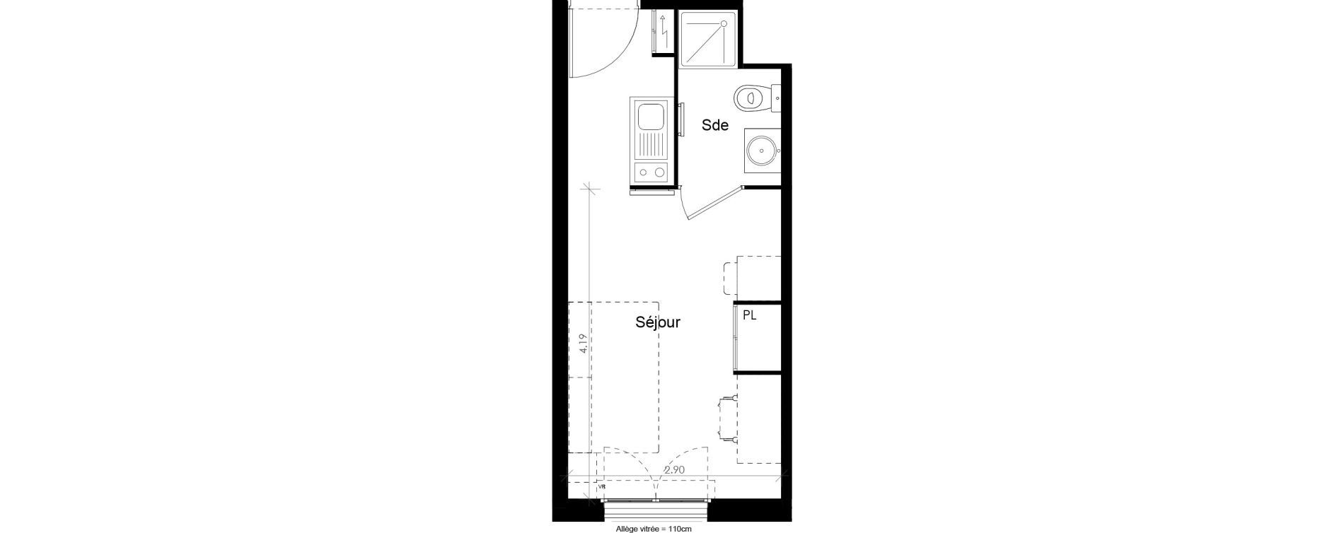 Appartement T1 meubl&eacute; de 18,45 m2 &agrave; Villiers-Sur-Marne Les perroquets