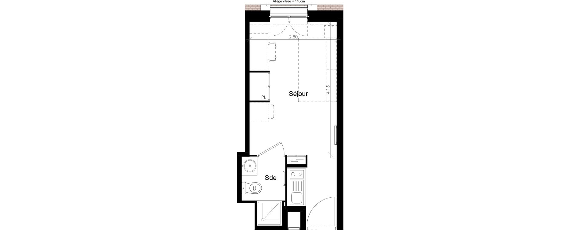 Appartement T1 meubl&eacute; de 17,35 m2 &agrave; Villiers-Sur-Marne Les perroquets