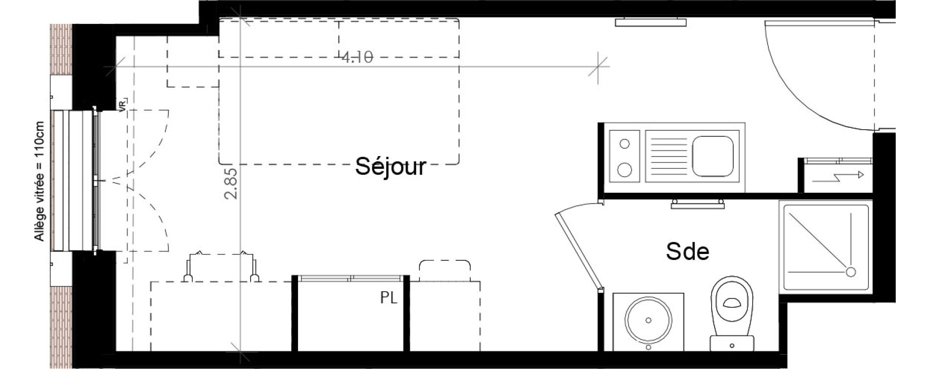 Appartement T1 meubl&eacute; de 17,14 m2 &agrave; Villiers-Sur-Marne Les perroquets