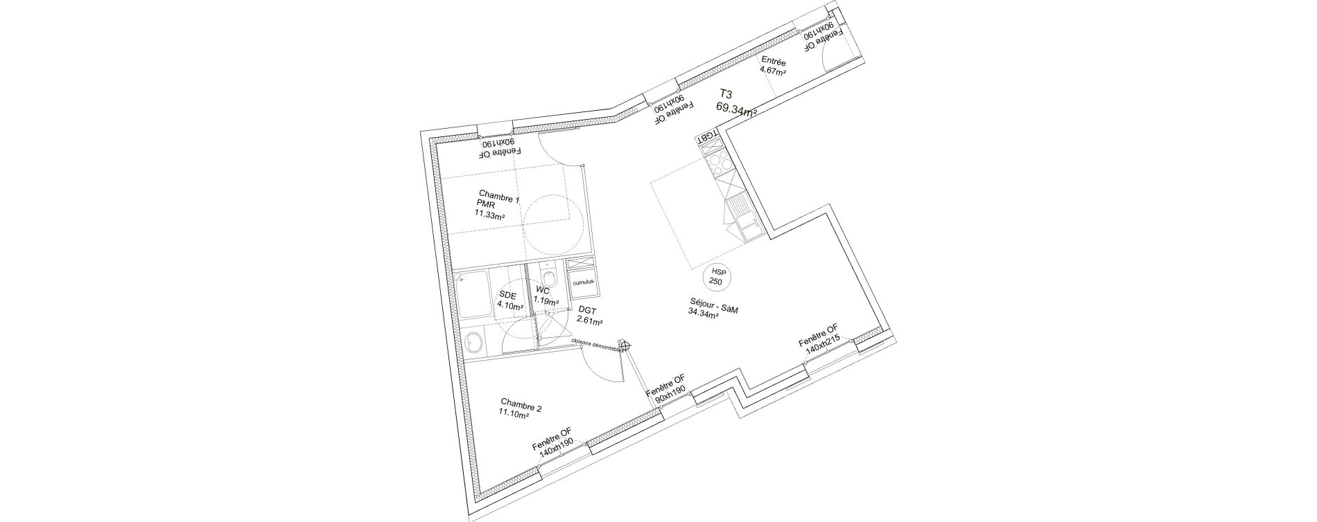 Appartement T3 de 69,34 m2 &agrave; Villiers-Sur-Marne Le centre ville