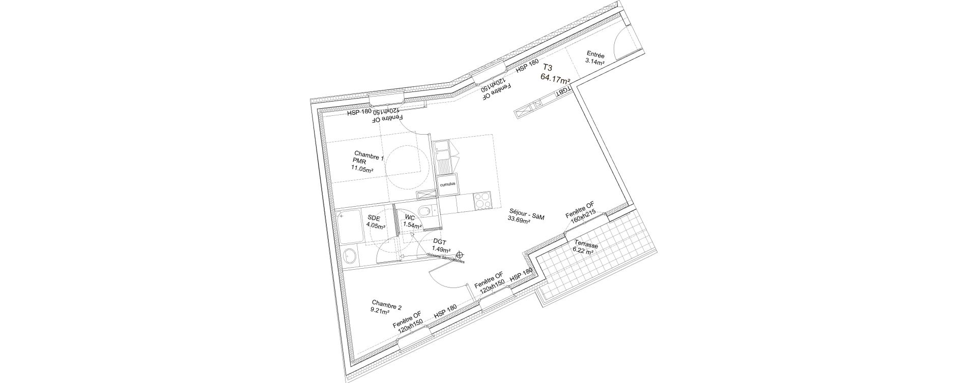 Appartement T3 de 64,17 m2 &agrave; Villiers-Sur-Marne Le centre ville
