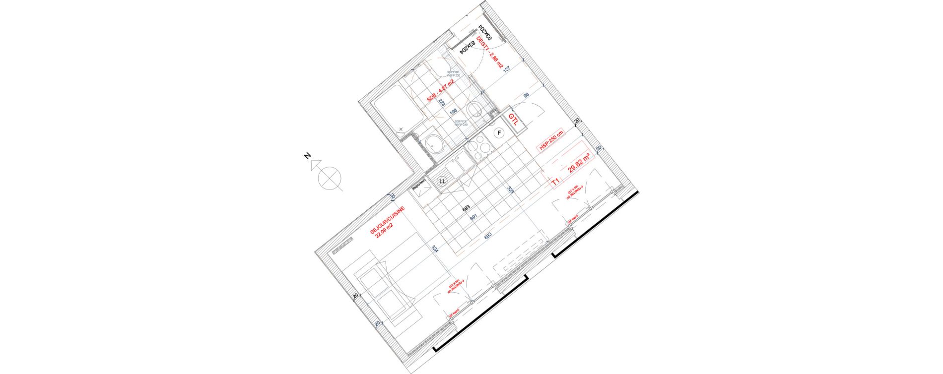 Appartement T1 de 29,82 m2 &agrave; Villiers-Sur-Marne Le centre ville