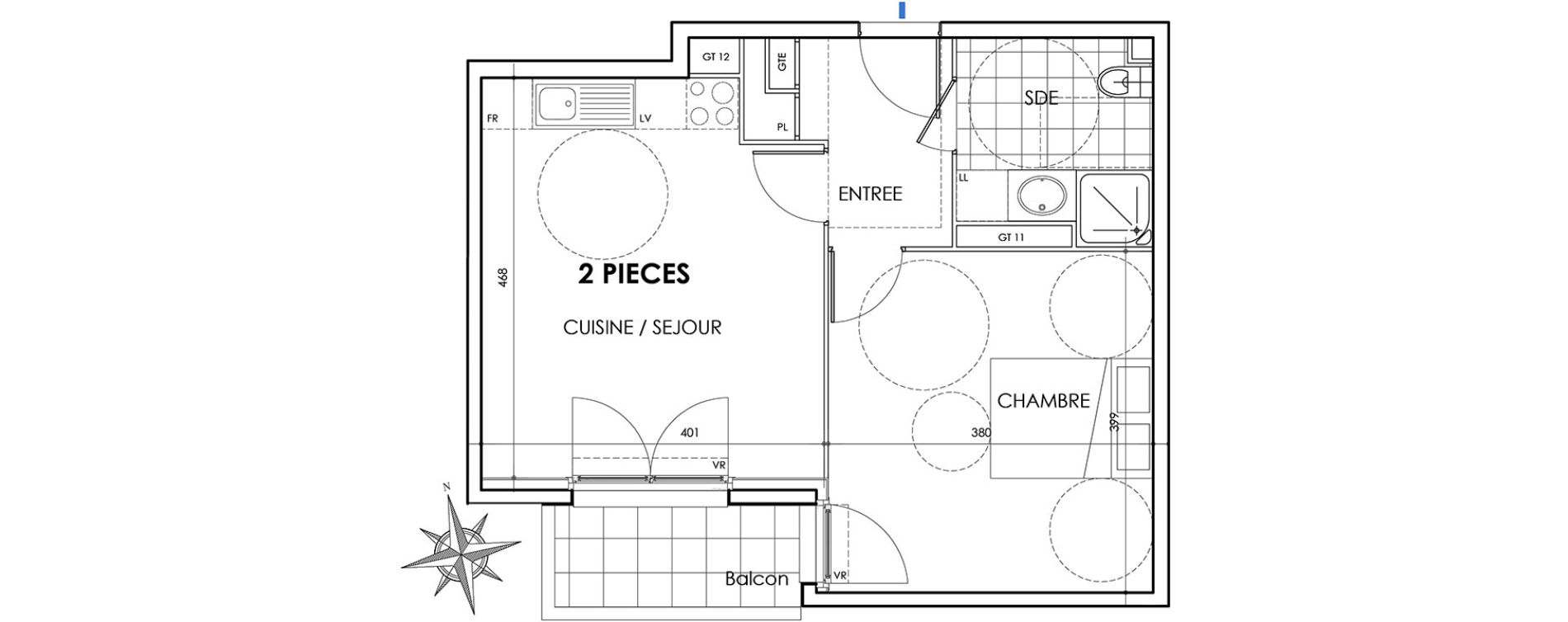 Appartement T2 de 42,75 m2 &agrave; Villiers-Sur-Marne Les perroquets
