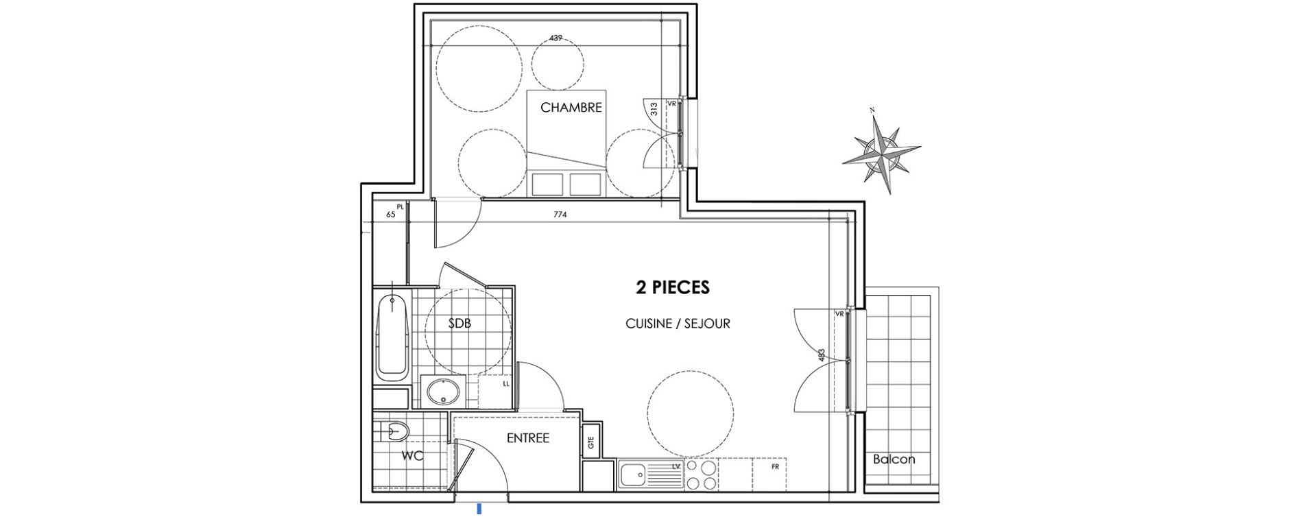 Appartement T2 de 54,55 m2 &agrave; Villiers-Sur-Marne Les perroquets